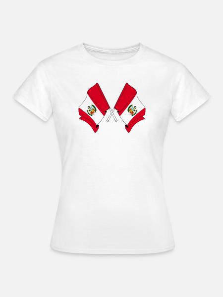Zwei gekreuzte Flaggen von Peru - Frauen T-Shirt - Weiß