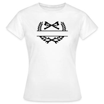 Werkstatt mit Mechaniker-Logo - Frauen T-Shirt - Weiß - Vorne - AI Model Female 172 dark (172cm)