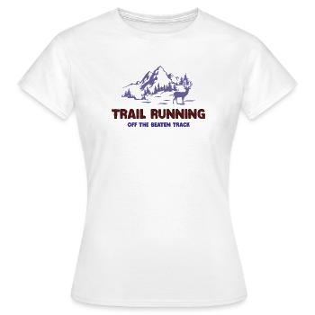 Trailrunning - abseits der ausgetretenen Pfade - Frauen T-Shirt - Weiß - Vorne - AI Model Female 172 dark (172cm)