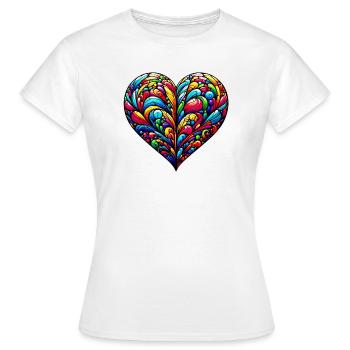 Coeur coloré - T-shirt Femme - blanc - Devant - AI Model Female 172 dark (172cm)