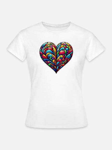 Buntes Herz - Frauen T-Shirt - Weiß