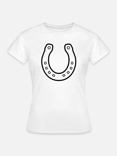 Fer à cheval cheval contour symbole de bonne chance - T-shirt Femme - blanc