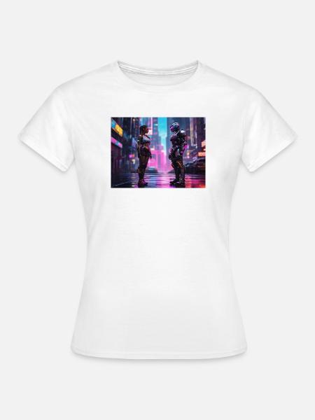 Neon Cyberpunk Begegnung - Frauen T-Shirt - Weiß