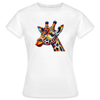Girafe colorée et peinte comme Arlequin - T-shirt Femme - blanc - Devant - AI Model Female 172 dark (172cm)