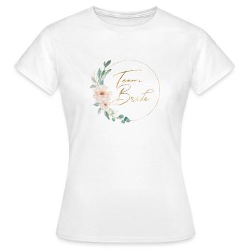 L’équipe de la mariée ! Fleurs, Cercle, Personnalisable - T-shirt Femme - blanc - Devant - AI Model Female 172 dark (172cm)