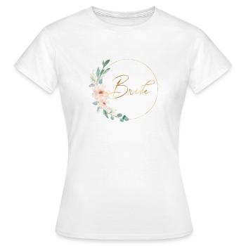 L’équipe de la mariée ! Fleurs, Cercle, Personnalisable - T-shirt Femme - blanc - Devant - AI Model Female 172 dark (172cm)