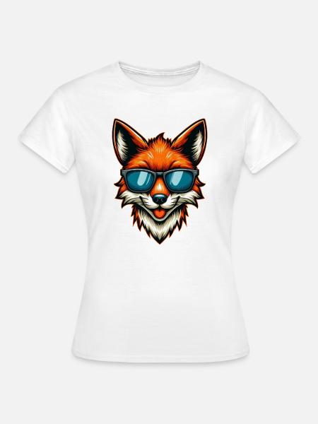 Cooler Fuchs mit Sonnenbrille Cute Cartoon Design - Frauen T-Shirt - Weiß