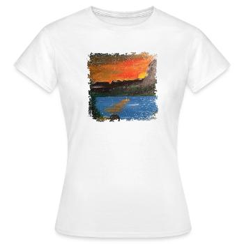 Voix du soir. Reproduction d’une véritable image peinte - T-shirt Femme - blanc - Devant - AI Model Female 172 dark (172cm)