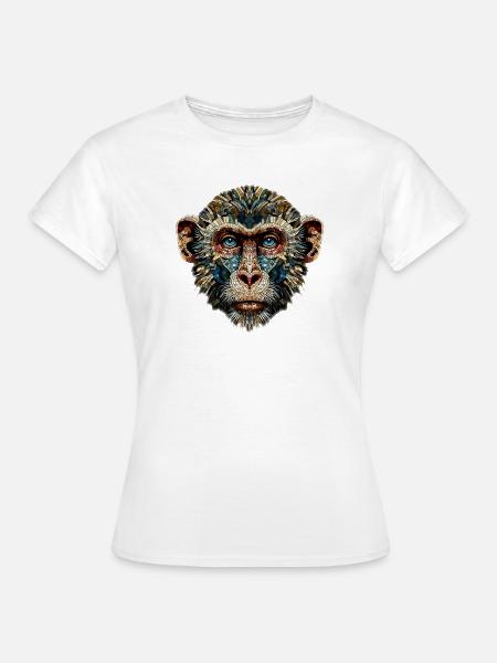 Affe im Mosaik-Stil - Frauen T-Shirt - Weiß
