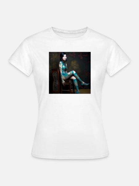 Portrait Frau 05 Tattoo - Frauen T-Shirt - Weiß