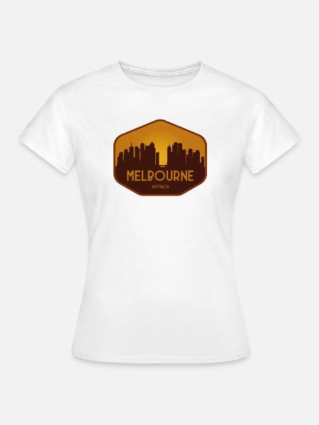 Melbourne Skyline Abzeichen - Frauen T-Shirt - Weiß