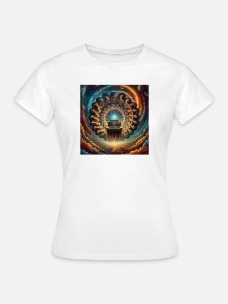 Kosmischer Retro Computer Kunstwerk - Frauen T-Shirt - Weiß