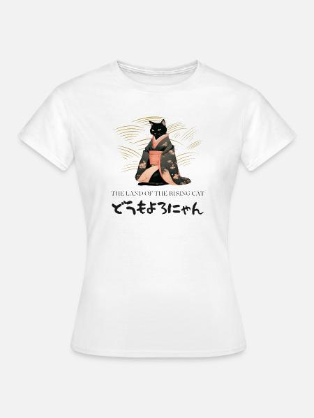 Katze im Kimono - Japanisch - Japan - Hiragana - Frauen T-Shirt - Weiß