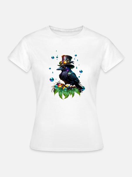 Fantastischer Steampunk-Rabe - Frauen T-Shirt - Weiß