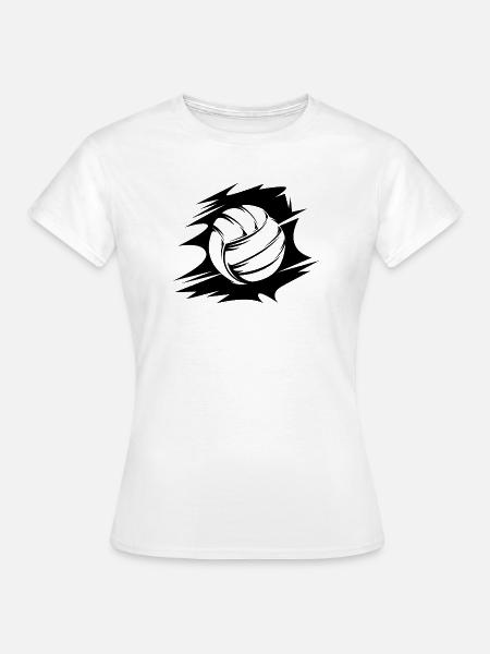 logotipo abstracto de la ilustración del icono de la pelota de voleibol - Camiseta mujer - blanco