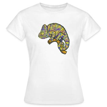 Chamaeleon Exotisch Tier Lustig - Frauen T-Shirt - Weiß - Vorne - AI Model Female 172 dark (172cm)