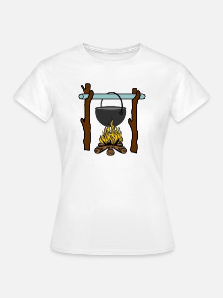 Pfanne am Lagerfeuer Überleben - Frauen T-Shirt - Weiß