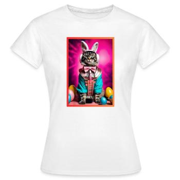 Katzen im Bunny-Armor mit Kopfhörern - Frauen T-Shirt - Weiß - Vorne - AI Model Female 172 dark (172cm)