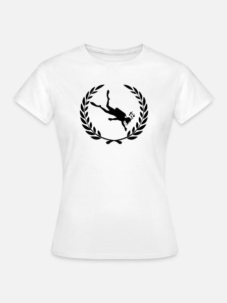 Taucher Unterwasser im Lorbeerkranz - Frauen T-Shirt - Weiß