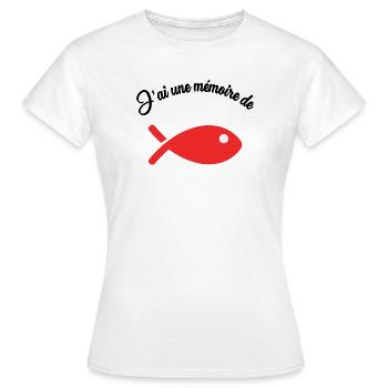 POISSON. MEMOIRE - T-shirt Femme - blanc - Devant - AI Model Female 172 dark (172cm)