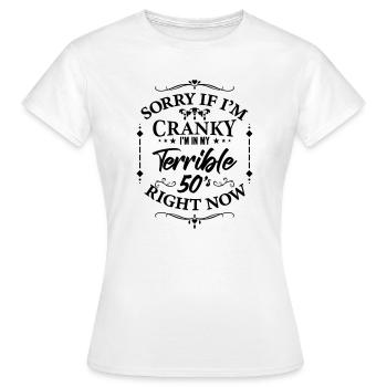 Schreckliche 50er – Humor über die Wechseljahre - Frauen T-Shirt - Weiß - Vorne - AI Model Female 172 dark (172cm)
