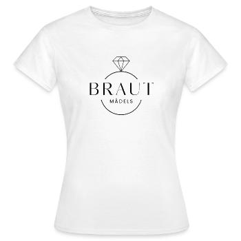 Braut-Mädels! Diamant-Ring personalisierbar - Frauen T-Shirt - Weiß - Vorne - AI Model Female 172 dark (172cm)