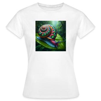 Mehrfarbige Schnecke - Frauen T-Shirt - Weiß - Vorne - AI Model Female 172 dark (172cm)