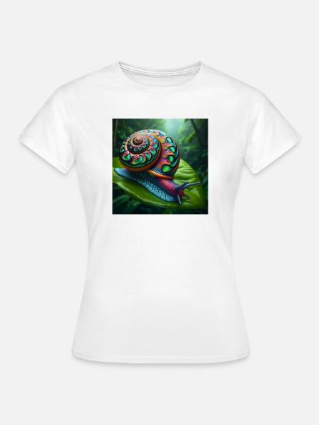 Mehrfarbige Schnecke - Frauen T-Shirt - Weiß