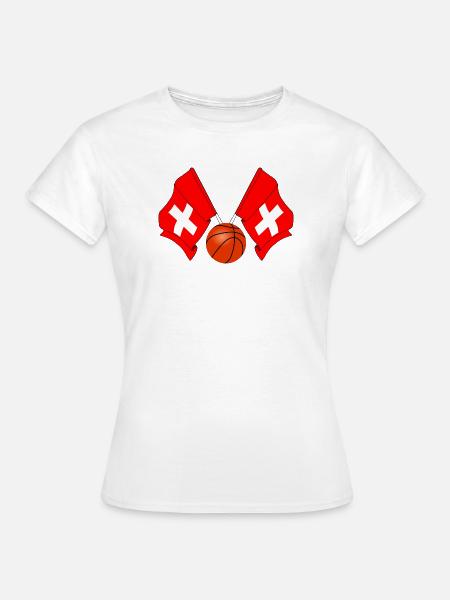Zwei Schweizer Fahnen Basketball Schweiz - Frauen T-Shirt - Weiß