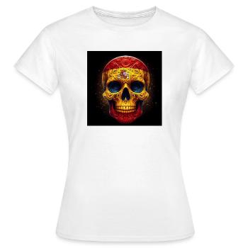 Crâne peint avec le drapeau de l’Espagne - T-shirt Femme - blanc - Devant - AI Model Female 172 dark (172cm)