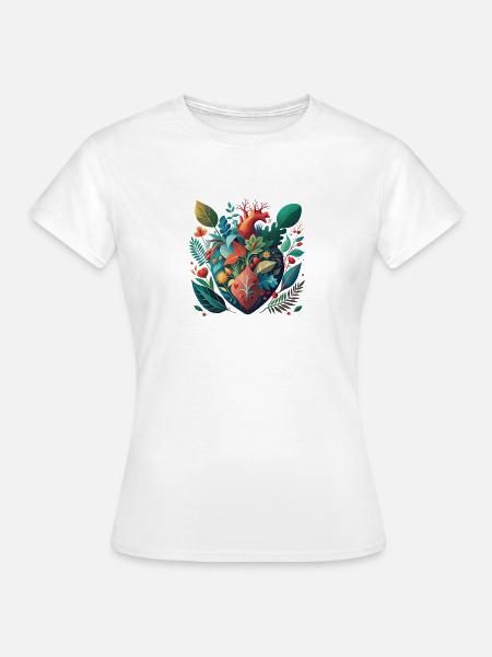 Regenbogen Botanisches Herz - Frauen T-Shirt - Weiß
