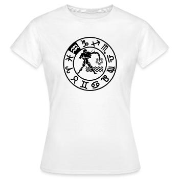 Signe du zodiaque Verseau dans le cercle des douze signes - T-shirt Femme - blanc - Devant - AI Model Female 172 dark (172cm)