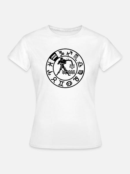 Sternzeichen Wassermann im Kreis der zwölf Zeichen - Frauen T-Shirt - Weiß