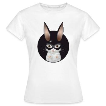 Souris blanche mignonne avec masque de lapin en patch - T-shirt Femme - blanc - Devant - AI Model Female 172 dark (172cm)