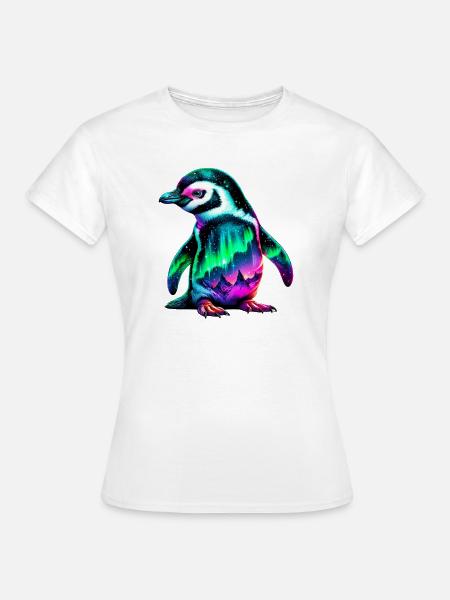 Aurora Borealis Pinguin - Frauen T-Shirt - Weiß