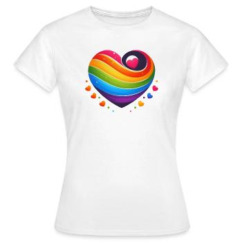 Coeur arc-en-ciel - T-shirt Femme - blanc - Devant - AI Model Female 172 dark (172cm)