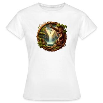 Queue in front of waterfall 1 - Women's T-Shirt - white - Front - AI Model Female 172 dark (172cm)