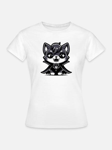 Ein Vampirkätzchen im Cartoon-Stil - Frauen T-Shirt - Weiß