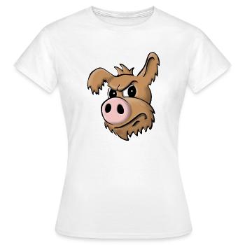 Chien cochon sceptique - T-shirt Femme - blanc - Devant - AI Model Female 172 dark (172cm)