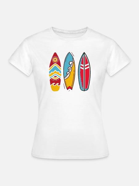 Drei Pop-Art-Surfbretter - Frauen T-Shirt - Weiß