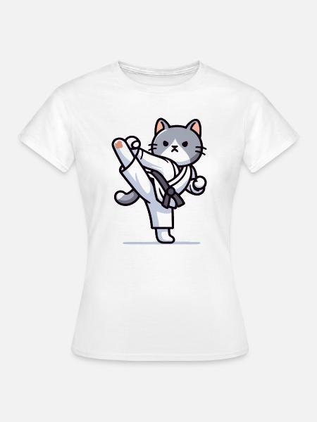Karaté Kitty : le combattant félin - T-shirt Femme - blanc