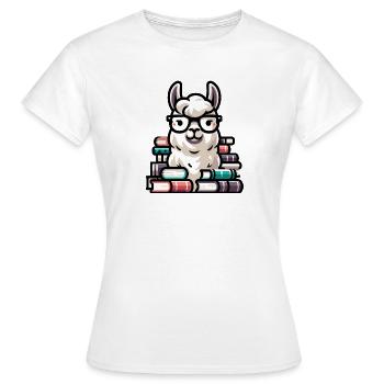 Lama rat de bibliothèque : l’alpaga littéraire - T-shirt Femme - blanc - Devant - AI Model Female 172 dark (172cm)