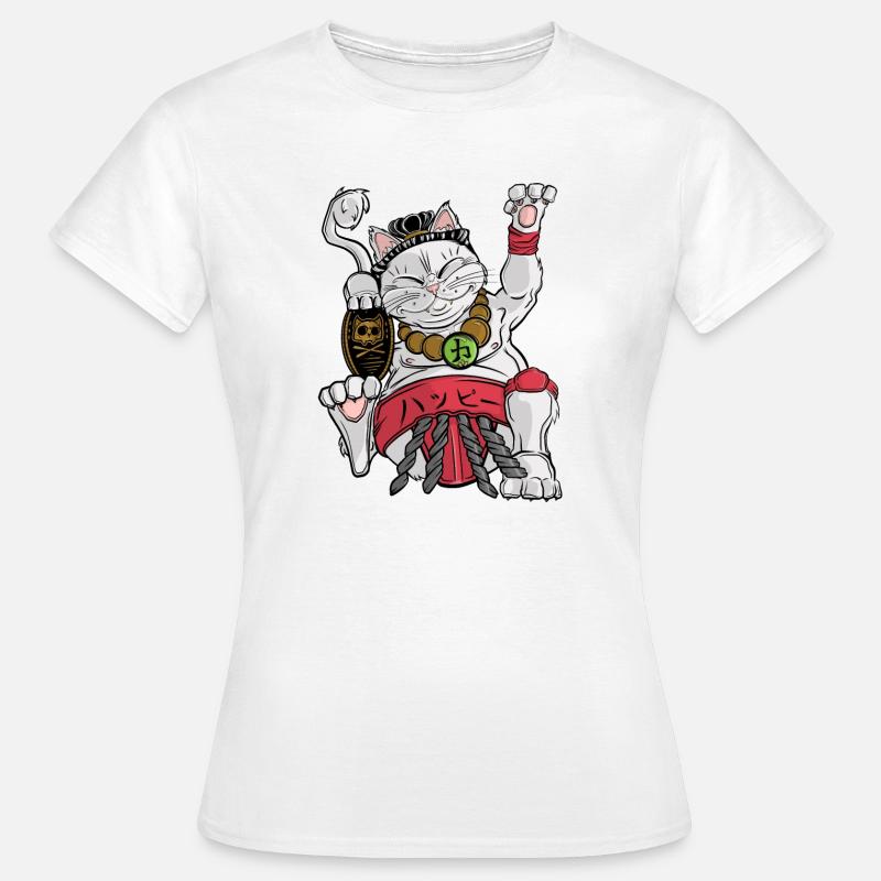 Maneki-neko Sumo - Dame-T-shirt - hvid
