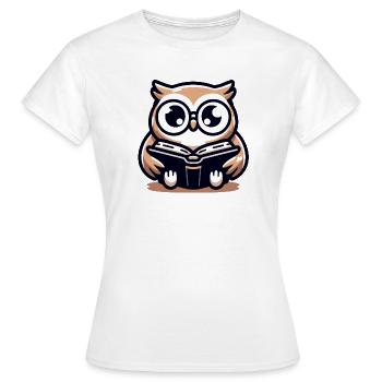Weiser Eulenleser-Buch-Talisman - Frauen T-Shirt - Weiß - Vorne - AI Model Female 172 dark (172cm)