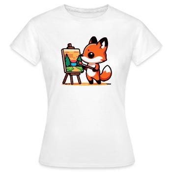 Fox Palette: Der Waldmaler - Frauen T-Shirt - Weiß - Vorne - AI Model Female 172 dark (172cm)