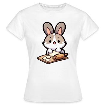 Bunny Baker: Der Teig-Delighter - Frauen T-Shirt - Weiß - Vorne - AI Model Female 172 dark (172cm)