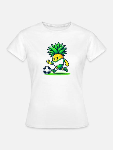Pineapple Goalie: Der Fußballstar - Dame-T-shirt - hvid