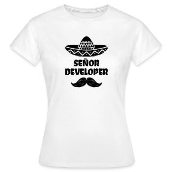 Developer Statement Skripting Dev Computerfreak - Frauen T-Shirt - Weiß - Vorne - AI Model Female 172 dark (172cm)