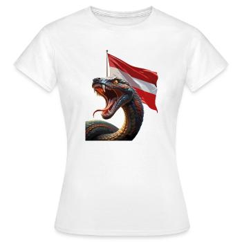 A cool snake with Austria flag - Women's T-Shirt - white - Front - AI Model Female 172 dark (172cm)