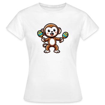 Maraca Monkey: Der musikalische Primat - Frauen T-Shirt - Weiß - Vorne - AI Model Female 172 dark (172cm)